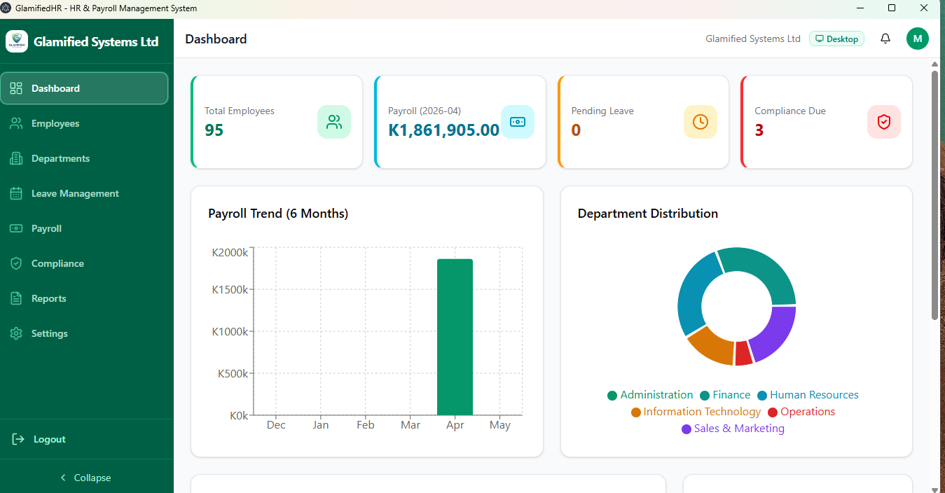 GlamifiedHR Dashboard
